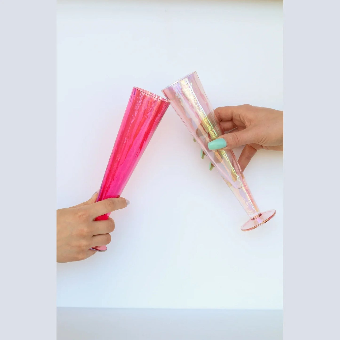 Tall V-Shaped Multicolor Champagne Flutes - Set of 4 - Alcove