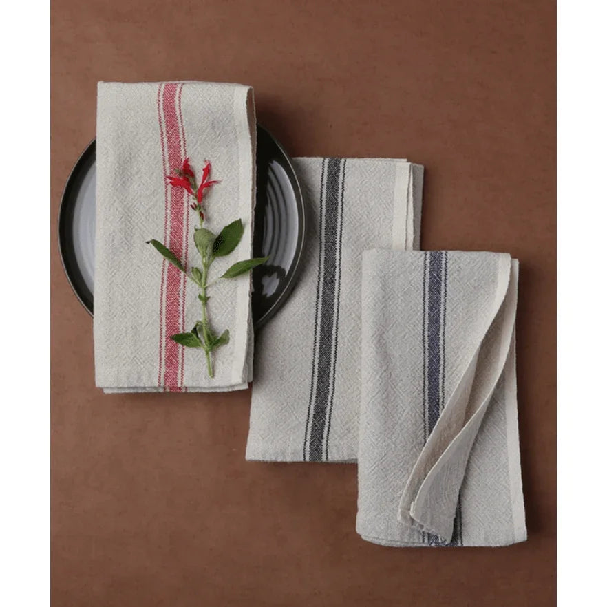 Belgian Vintage Linen Napkins - Red Stripe - Alcove