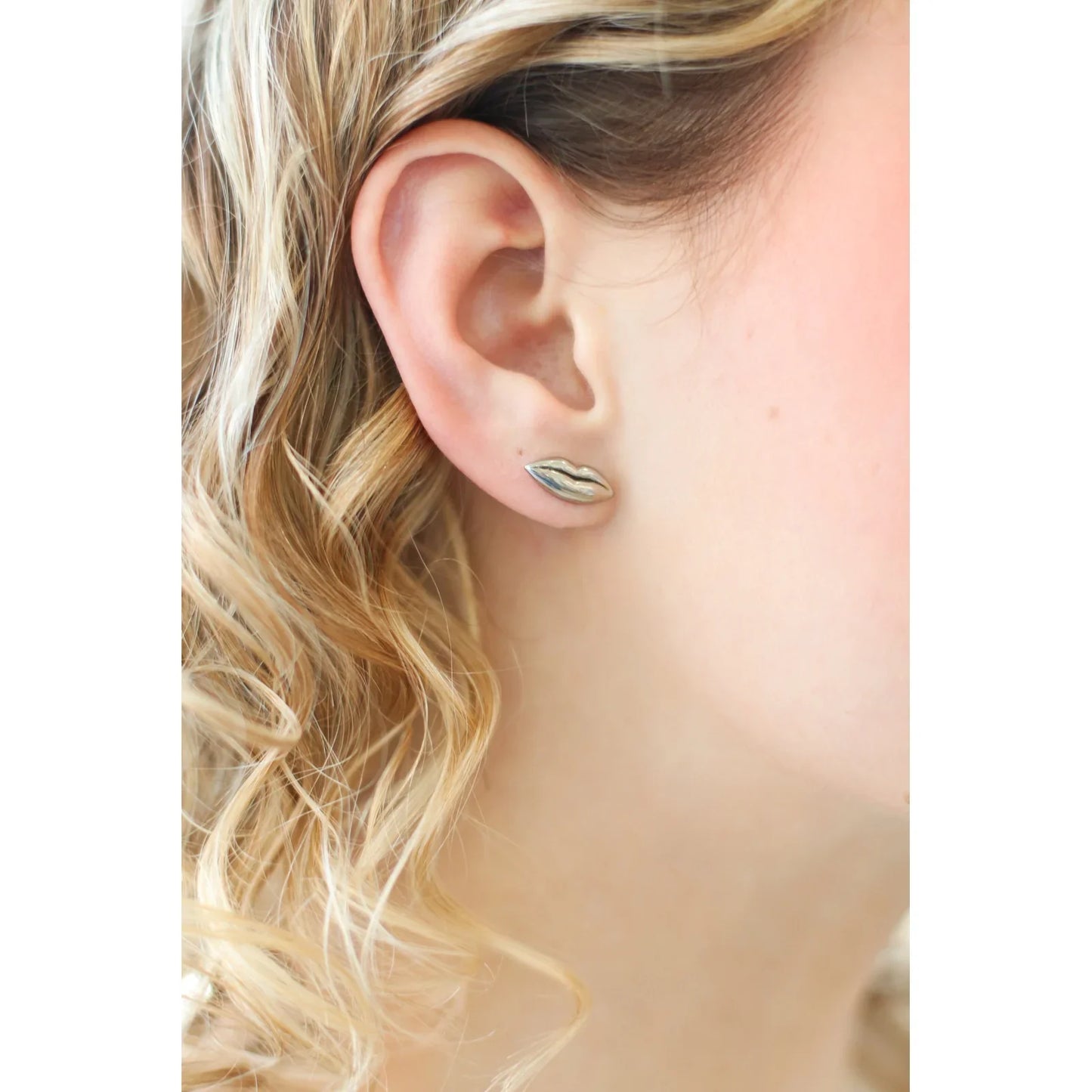 Dali Lip Earrings - Silver Stud - Alcove