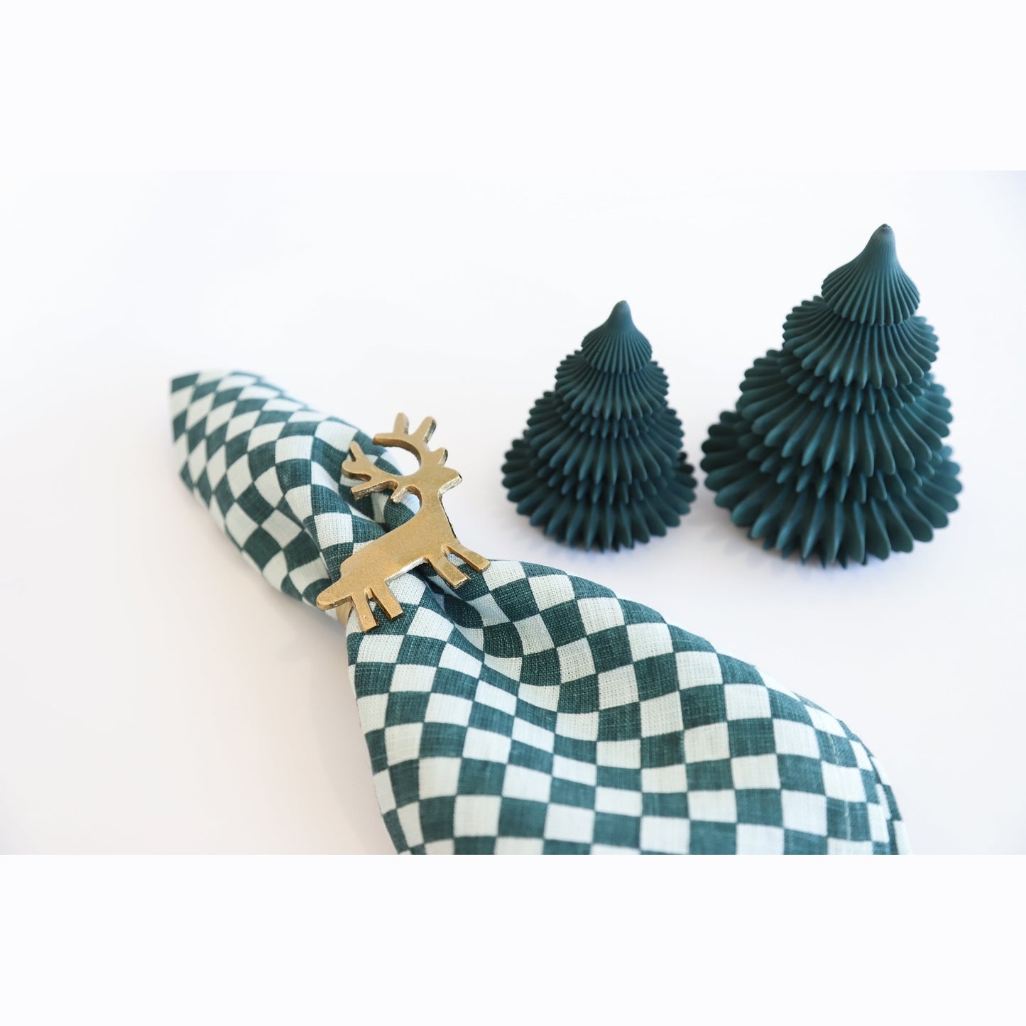 Checkered Linen Napkins - Sea Green